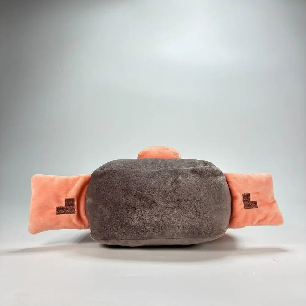 Minecraft Legends Piglin Runt Pink Grey Pixelated Soft Plush Toy Pillow Buddy